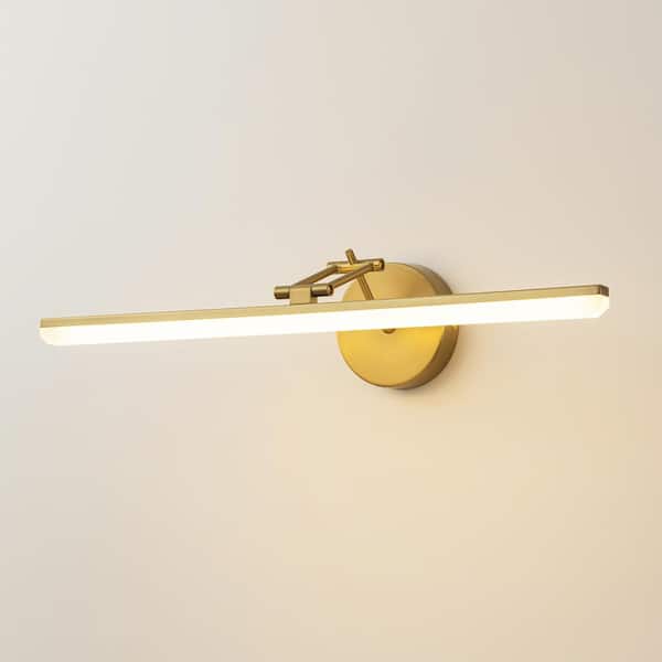 Kelly 1-Light 22.8 in. Gold Dimmable LED Vanity Light with Extendable Arm for Picture Light