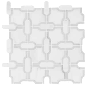 Bianco Gridwork 12 in. x 12 in. Polished Marble Floor and Wall Tile (10 sq. ft./Case)