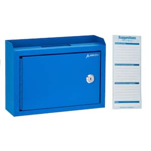 Medium Size Blue Steel Multi-Purpose Suggestion Drop Box Mailbox with Suggestion Cards