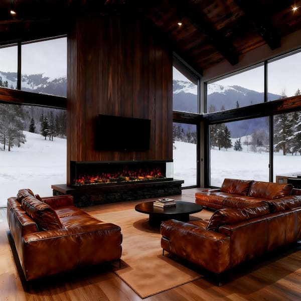 3-Sided Electric Fireplace, 3000W 72 in. Smart WiFi Electric Fireplace Insert with Crackling Sound, RGB LED Flame Colors