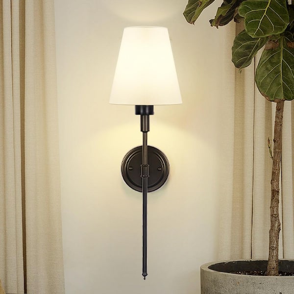 6 in. 1-Light Black Wall Sconce Wireless with Remote Control Dimmable Rechargeable Wall Light (2-Pack)