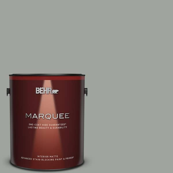 BEHR MARQUEE 1 gal. #710F-4 Sage Gray One-Coat Hide Matte Interior Paint & Primer