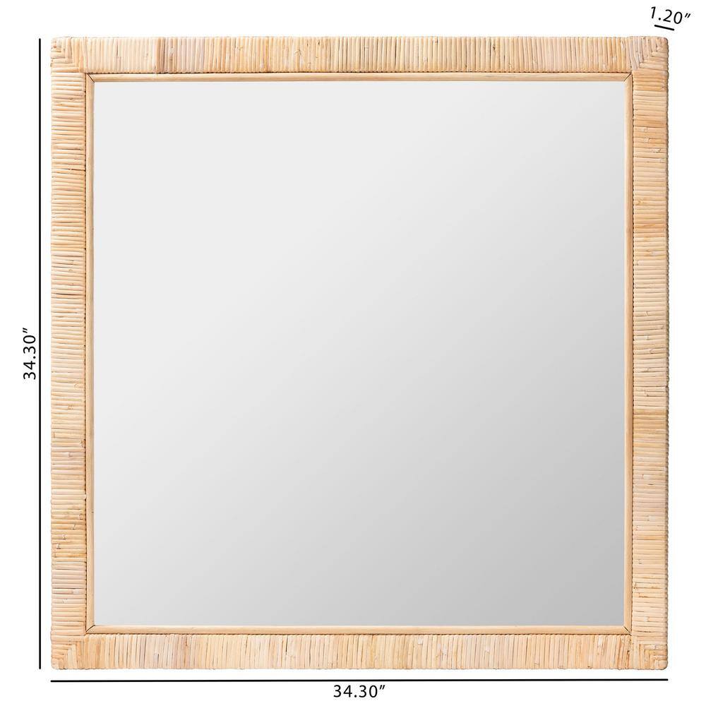 Bali & Pari Natural Mahogany and Rattan Square Wall Mirror