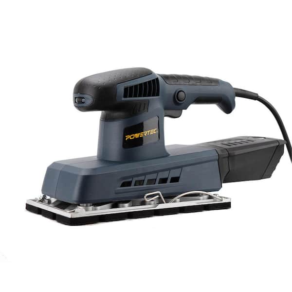 POWERTEC 1/2 Sheet Variable Orbital Sander with Hole Punch Plate, 2.5 Amp Corded, Sandpaper Pad and Dust Collection Box