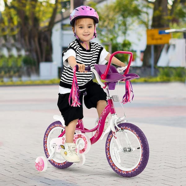 Costway 14 Kids Bike with Doll Seat Girls Bicycle with