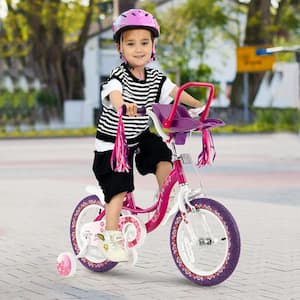14 in. Kids Bike with Doll Seat Girls Bicycle with Training Wheels for 3-Years to 5-Years Old Girl
