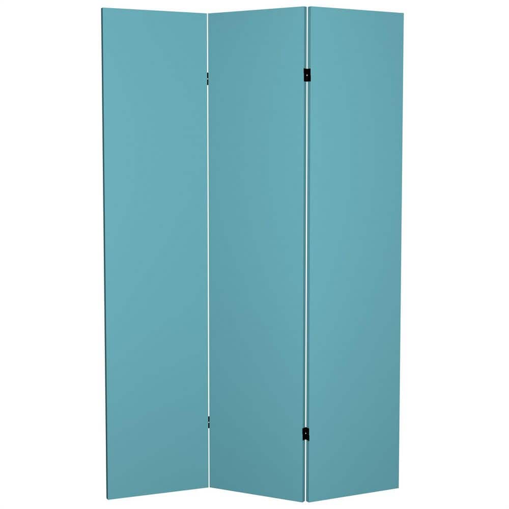 Teal 6 ft. Printed 3-Panel Room Divider
