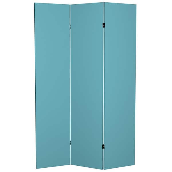 Unbranded Teal 6 ft. Printed 3-Panel Room Divider