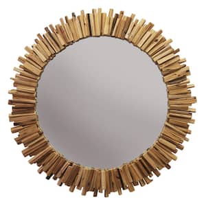 2 in. W x 44 in. H Wooden Frame Brown Wall Mirror