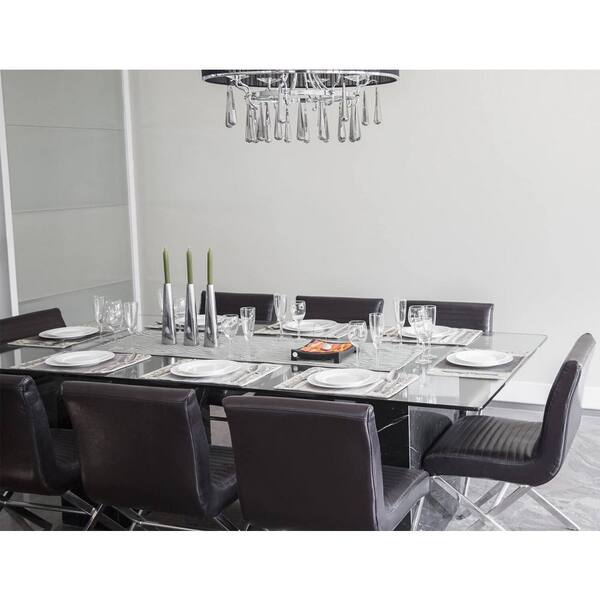 Square glass dining table best sale for 8