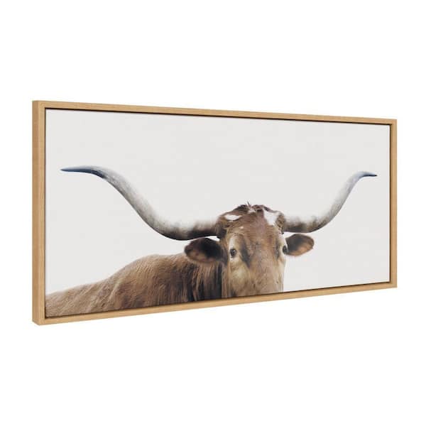 Kate and Laurel Sylvie Texas Longhorn by The Creative Bunch Studio Framed Art Print 18 in. x 40 in.