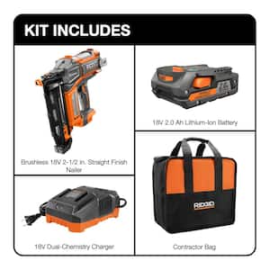 18V Brushless HYPERDRIVE 16GA 2-1/2 in. Straight Finish Nailer, Battery, Charger, Bag and 4.0 Ah MAX Output Battery
