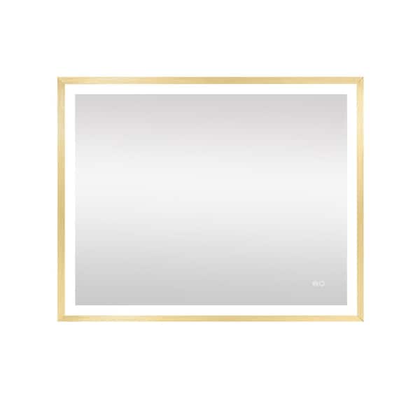 Unbranded 40 in. W x 32 in. H Rectangular Aluminum Framed LED Wall Mount Anti-Fog Modern Decorative Bathroom Vanity Mirror
