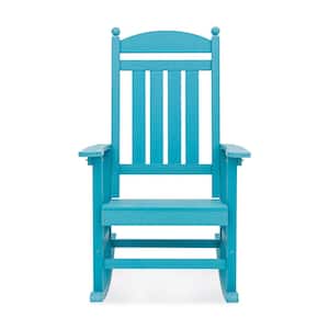 Oscar Sky Blue HDPS Recycled Plastic Weather-Resistant Adirondack Porch Rocker Patio Outdoor Rocking Chair