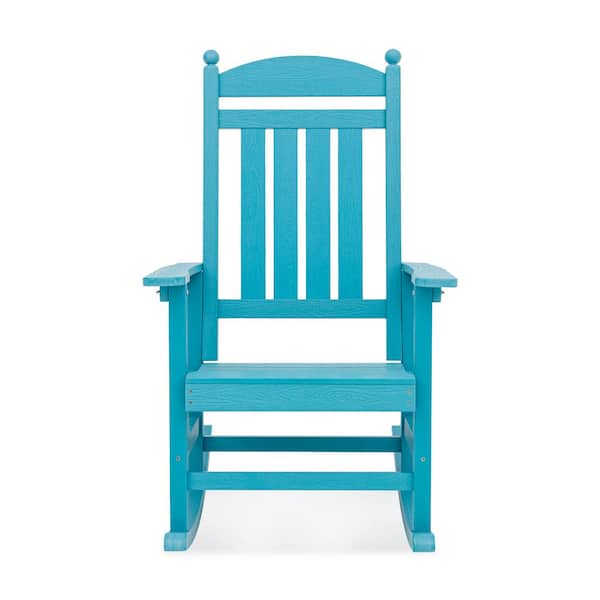 LUE BONA Oscar Sky Blue HDPS Recycled Plastic Weather-Resistant Adirondack Porch Rocker Patio Outdoor Rocking Chair