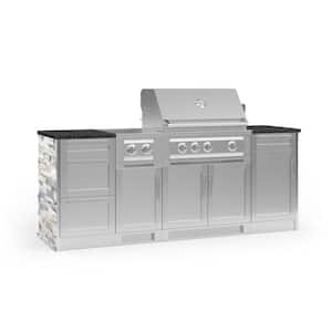 Signature Series 88.16 in. x 25.5 in. x 51 in. 8-Piece Outdoor Kitchen Cabinet Set with Natural Gas 33 in. Grill