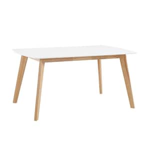 60in. Mid Century Modern Wood Dining Table - White/solid wood