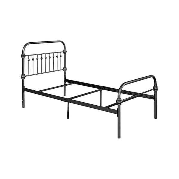 Spaco 43.6 in. W Black Metal Bed Frame Twin Size Platform Bed with Headboard