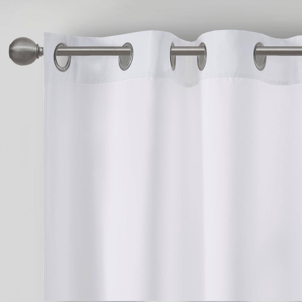 White Basketweave Room Darkening Curtain Panel Pair