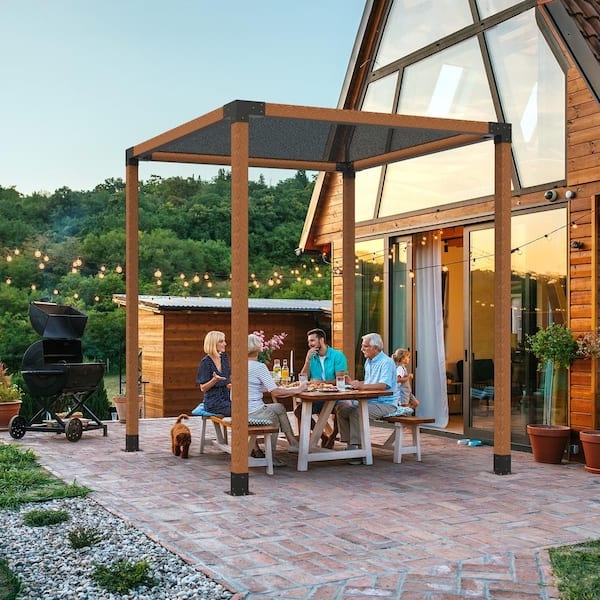4 x 4 in. Pergola Bracket Kit 4-Pieces Heavy Duty 3-Way Corner Bracket DIY Post Base Kit for Gazebos, Patio Pergolas