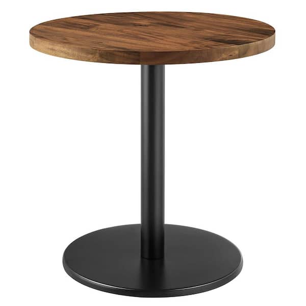MODWAY Viva Round Acacia Wood Side Table in Black Light Oak