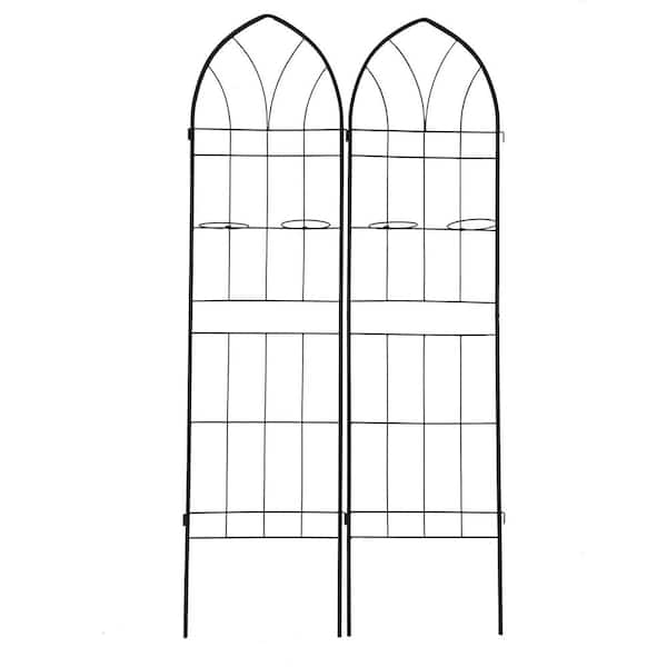 Unbranded 78.7 in. x 19.7 in. Black Metal Garden Trellis Rustproof Trellis for Climbing Plants (2-Pack)
