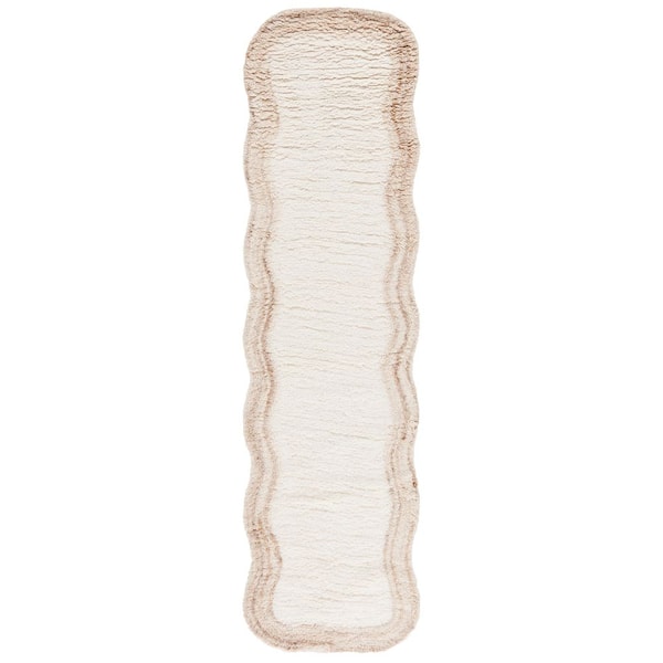 Vermont 2 ft. x 9 ft. Ivory Solid Color Border Runner Rug