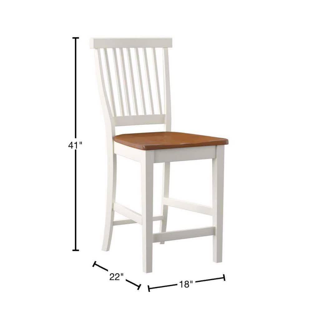 Antique White and Distressed Oak Hardwood 24" Counter Stool