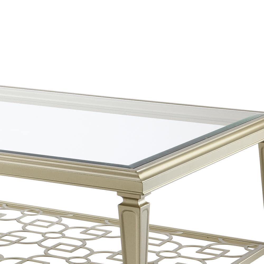Zaba Silver and Clear Glass Rectangular Coffee Table