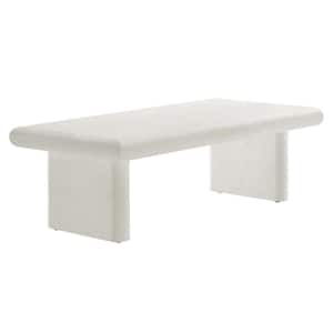 Relic 24 in. in White Rectangle Solid Mango Wood Concrete Textured Coffee Table