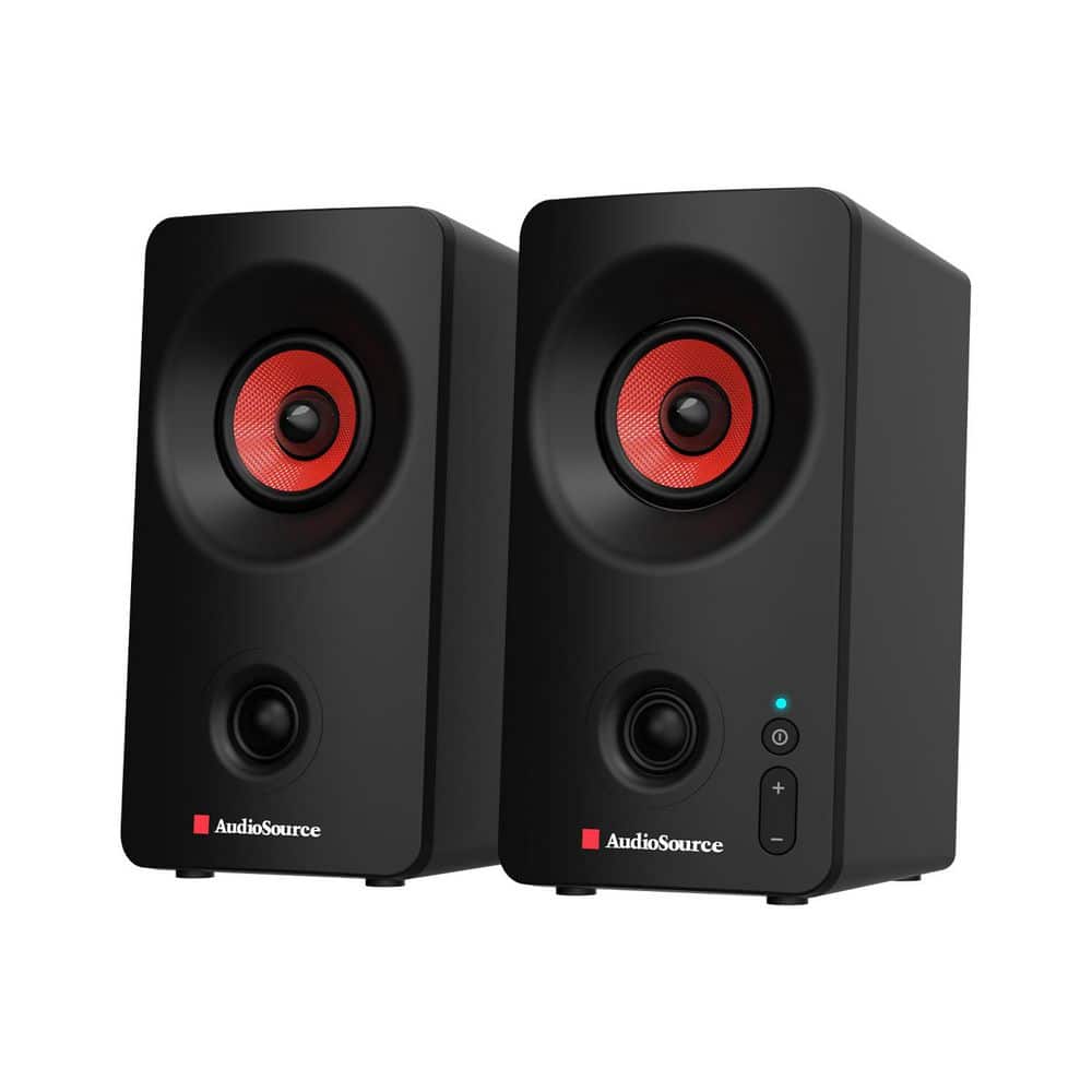 AudioSource Desktop PC Speakers w/ Bluetooth 5.3, USB-C Plug and Play 2-Channel Stereo Computer Speakers Dual 2 in. Drivers-Black