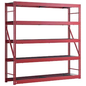 5-Shelf Metal Industrial Duty Freestanding Garage Storage Shelving Unit in Red (90 in. W x 90 in. H x 24 in. D)