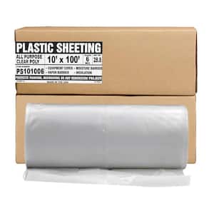 Plastic Sheeting - 10 ft. x 100 ft., 6 mil Gauge - Clear Vapor and Moisture Sheet for Painting, Furniture Covers