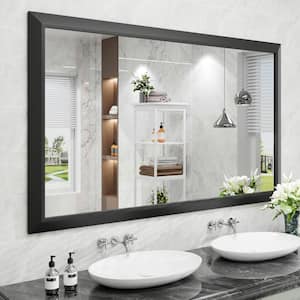 55 in. W x 36 in. H Rectangular Aluminum Alloy Framed and Tempered Glass Wall Bathroom Vanity Mirror in Matte Black