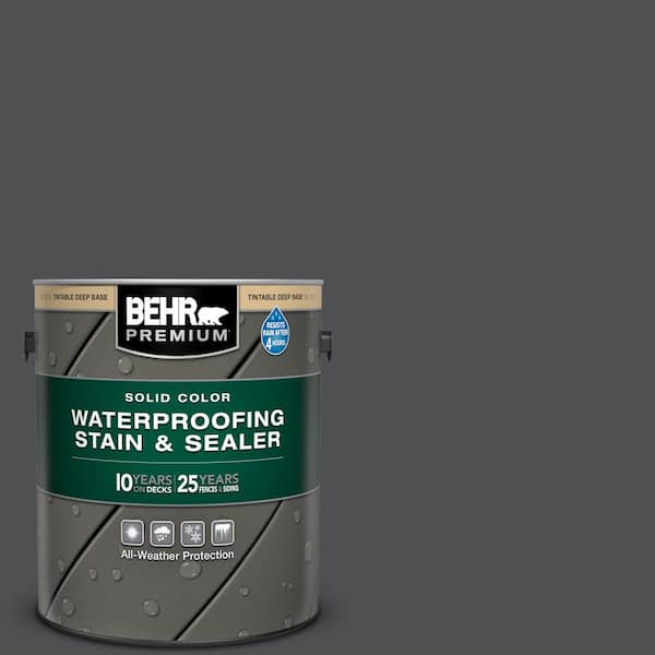 1 gal. #PPU26-01 Satin Black Solid Color Waterproofing Exterior Wood Stain and Sealer