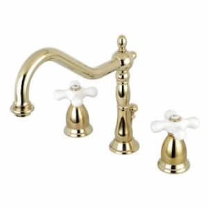 Heritage 8 in. Widespread 2-Handle Bathroom Faucet in Polished Brass