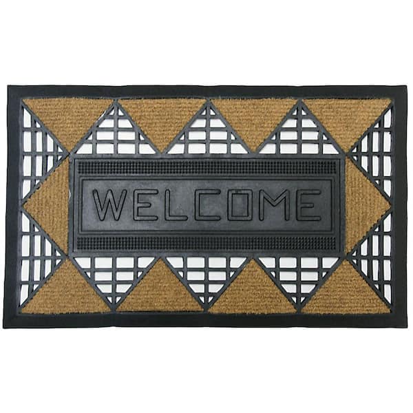 Rubber-Cal Welcome Back 18 in. x 30 in. Rubber Entrance Mat