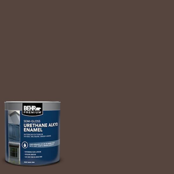 BEHR PREMIUM 1 qt. #PPF-51 Dark Walnut Semi-Gloss Enamel Urethane Alkyd Interior/Exterior Paint