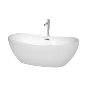 Rebecca 64.8 in. Acrylic Flatbottom Non-Whirlpool Bathtub in White with Polished Chrome Trim Rebecca 64.8 in. Acrylic Flatbottom Non-Whirlpool Bathtub in White with Polished Chrome Trim