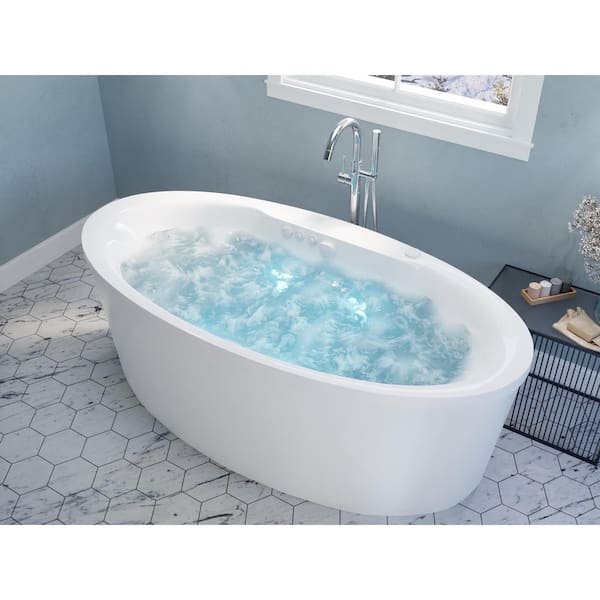 ANZZI Heidi 68 in. Acrylic Flatbottom Whirlpool and Air Bathtub in White
