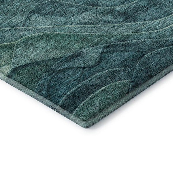 Mayfield Premium Machine Washable Abstract AMF1700 Teal 9 ft. x 12 ft. Area Rug
