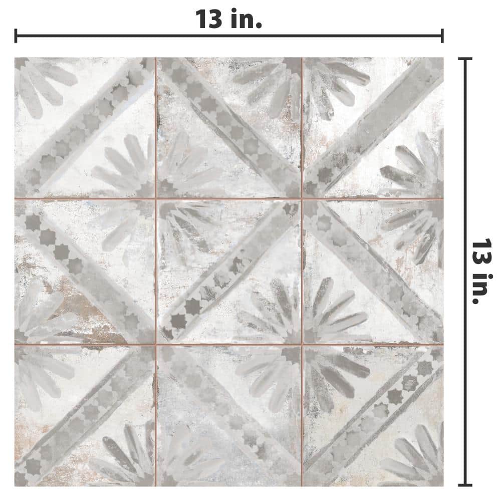 Harmonia 13" x 13" Gray Ceramic Patterned Wall & Floor Tile