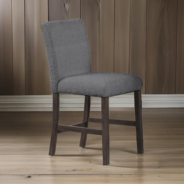 Benjara Gray and Brown Fabric Side Chair with Sleek Armless Design (Set of 2)