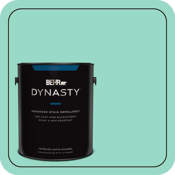 BEHR DYNASTY 1 gal. #MQ4-17 Pageant Green One Coat Hide Satin Enamel Interior Stain-Blocking Paint and Primer