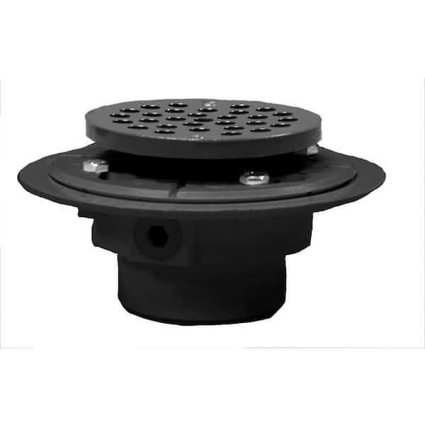 JONES STEPHENS 2 in. x 3 in. PVC Shower Drain/Floor Drain with 4 in.  Stainless Steel Round Strainer-Fits Over 2 in. Sch. 40 DWV Pipe D50001 -  The Home Depot