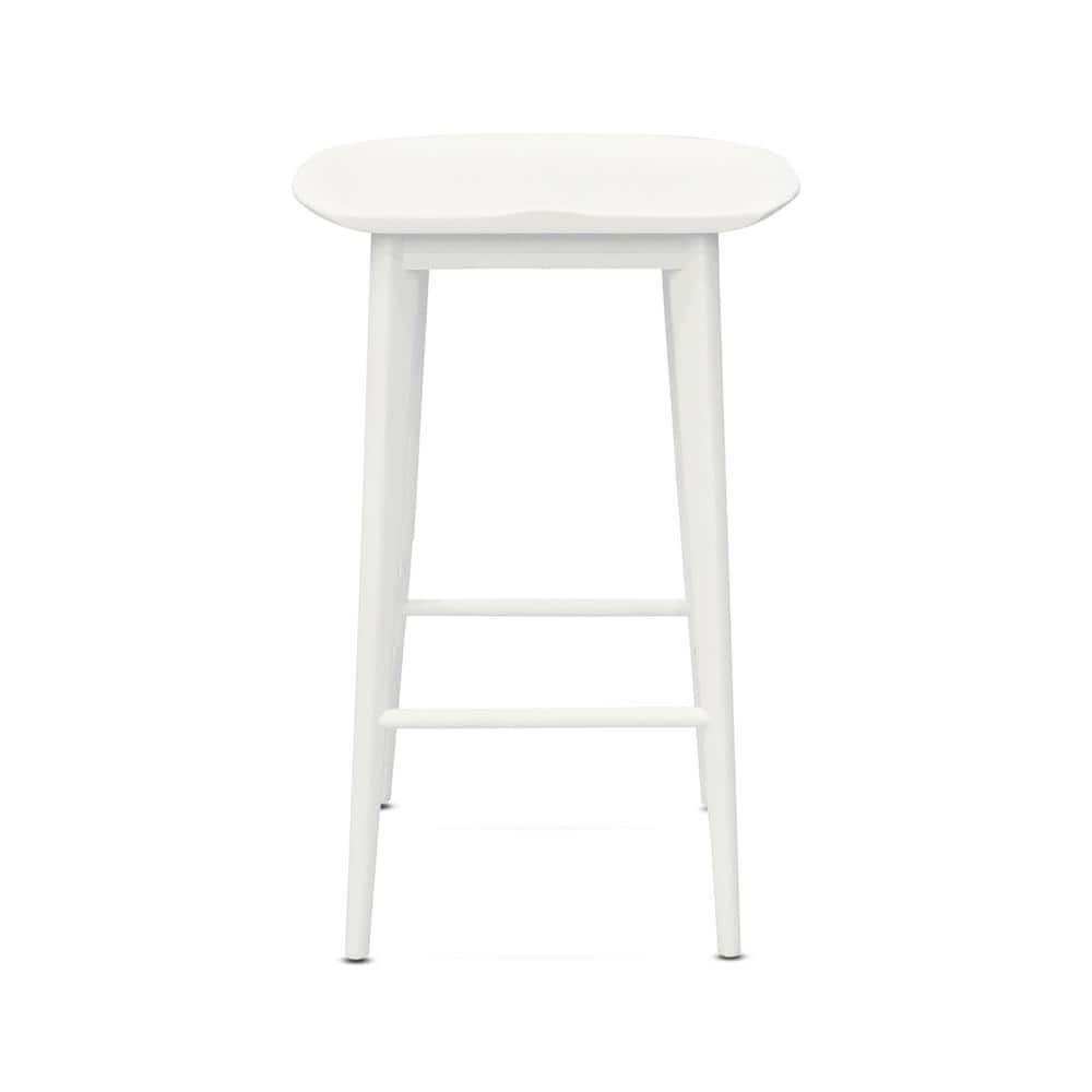 Hilton 24" White Solid Acacia Transitional Counter Stool