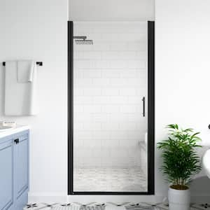 28 in. to 29-3/8 in. W x 72 in. H Pivot Semi-Frameless Shower Door in Matte Black Finish with SGCC Certified Clear Glass