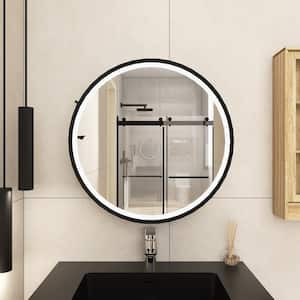 24 in. W x 24 in. H 3 colors with light Round Iron Medicine Cabinet with Mirror