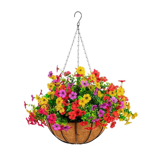24 in. Multi-Colored UV Resistant Artificial Daisy Hanging Basket DIY Kit (Indoor/Outdoor)