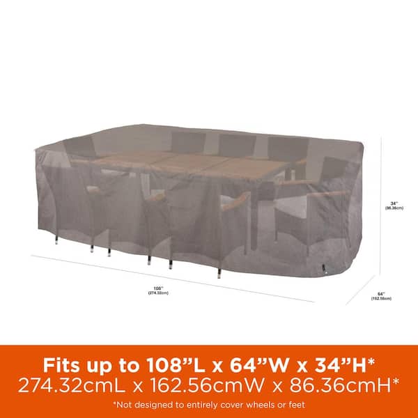 Modern Leisure Garrison Waterproof Rectangle Outdoor Patio Dining Table And Chairs Cover 64 In W X 108 D 34 H Heather Gray 3005 The Home Depot Modern Leisure Garrison Waterproof, Outdoor Patio Table Cover Rectangle